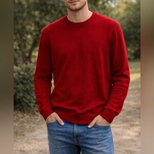 Oak + Edison Cotton Cashmere Red Crewneck Sweater 2XL